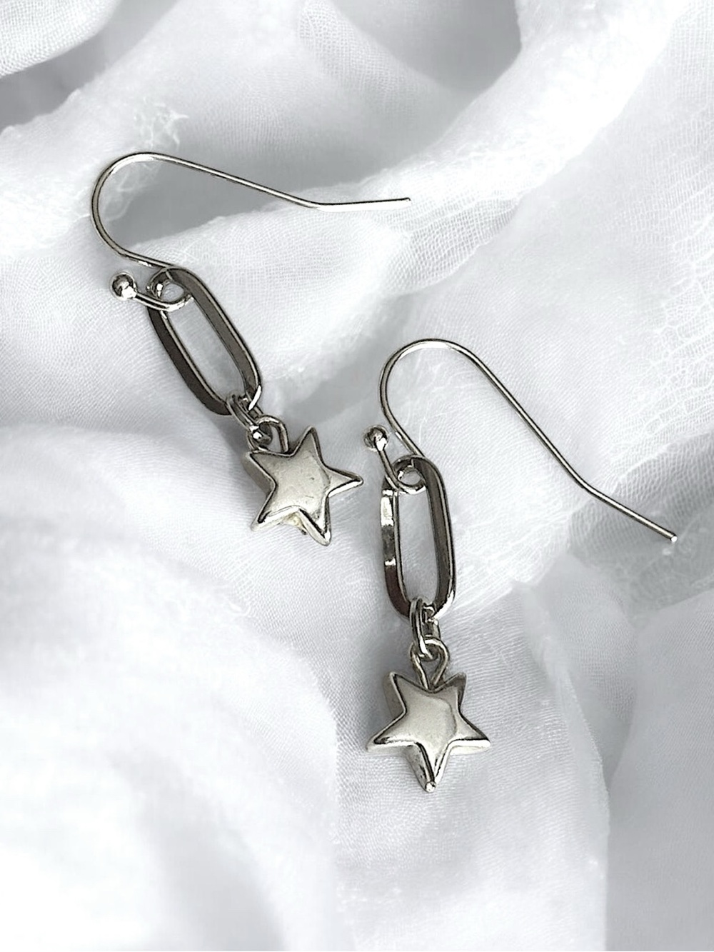 5 For $25💫Silver Paperclip With a Silver Star Accent Earrings Dangles